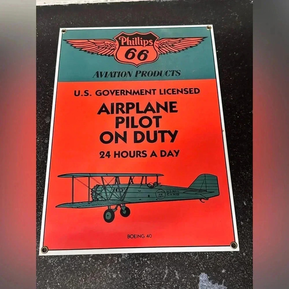 PHILLIPS 66 AVIATION PRODUCTS-AIRPLANE PILOT ON DUTY SIGN - Picture 2 of 4